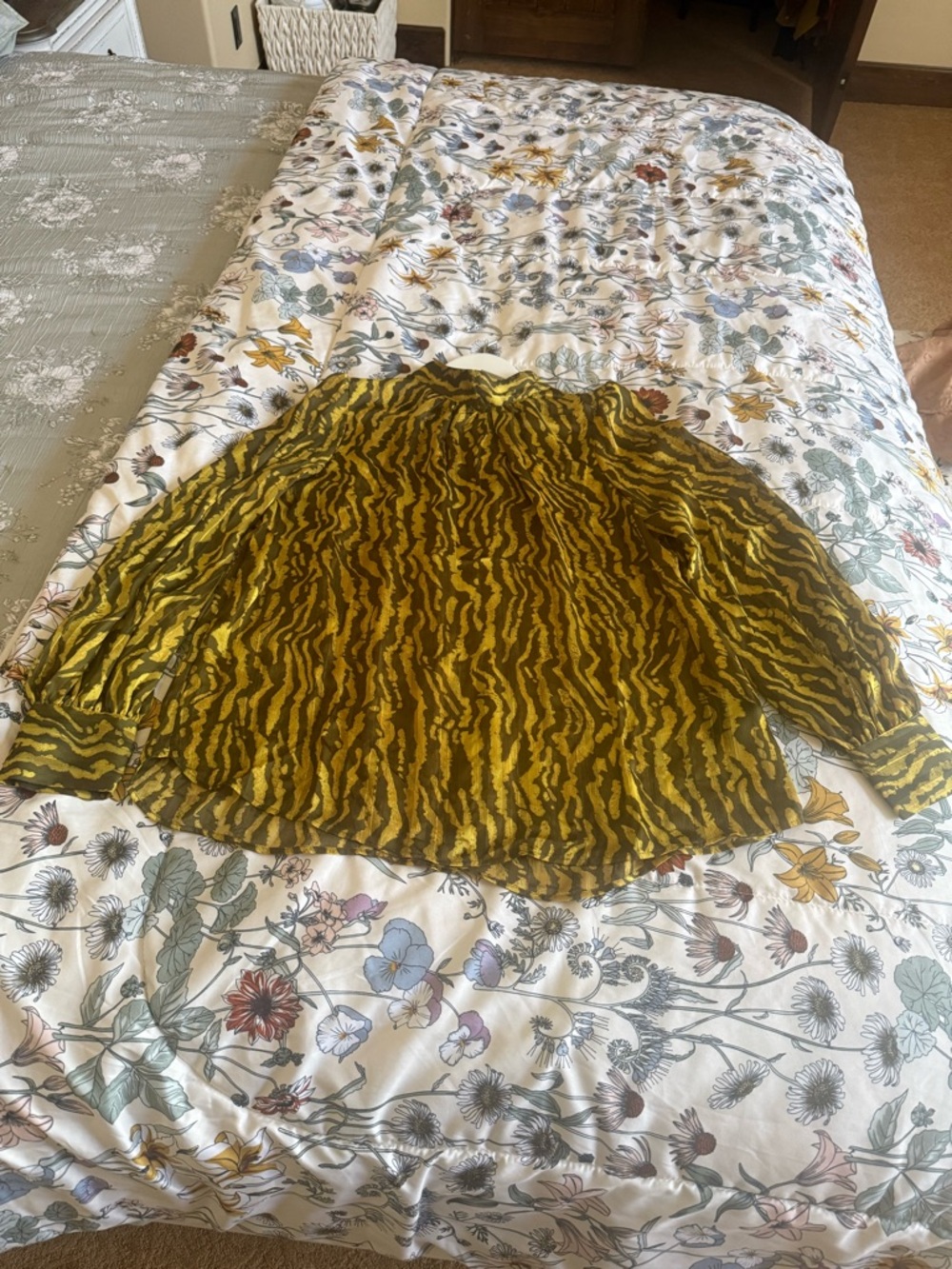 H&M Yellow and Black Animal Print Blouse